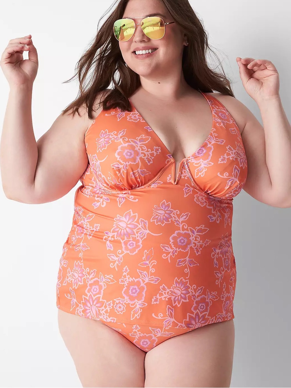 Cacique Underwire V-Wire Swim Tankini Top 38DDD NWT